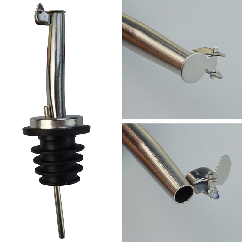 Wobe ووب 5 قطع من صبّات زجاجات النبيذ، فوهة صبّ من الفولاذ المقاوم للصدأ، أغطية زجاجات النبيذ ذات القمة القابلة للطي، صبّات سريعة، فوهات زجاجات زيت الزيتون، فوهات زجاجات مدببة للزيت والنبيذ والخل والسوائل والمشروبات الكحولية. - Image 3